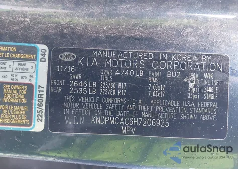 2017 Kia Sportage Lx from USA, damaged, VIN KNDPMCAC6H7206925